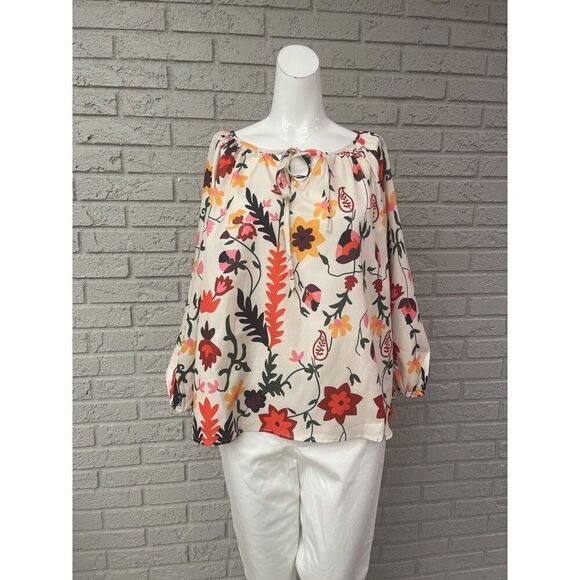 OC Order Plus Women Floral Raglan Puff Sleeve Blouse Size L - Picture 1 of 7